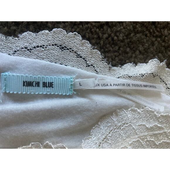 Kimchi Blue White Lace V-neck Short Dress Sz L - Picture 4 of 8